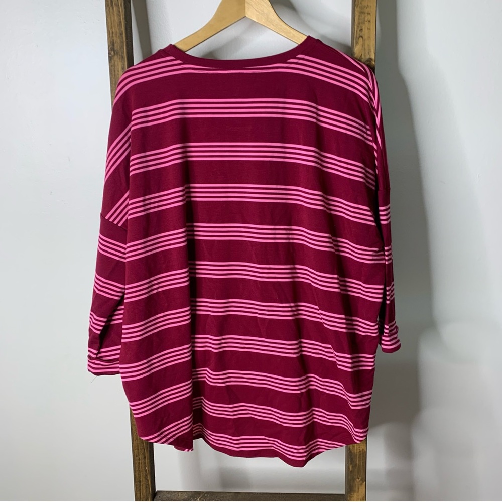 Crown & Ivy Burgundy and Pink Striped Long Sleeve Top - Picture 7 of 7